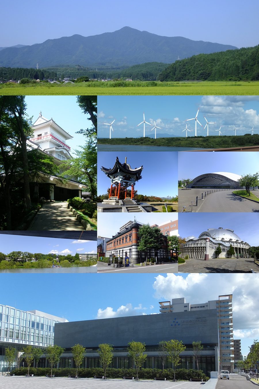 秋田市の街並みモンタージュ