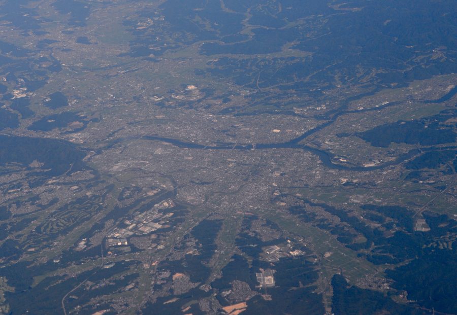 可児市街地の空撮