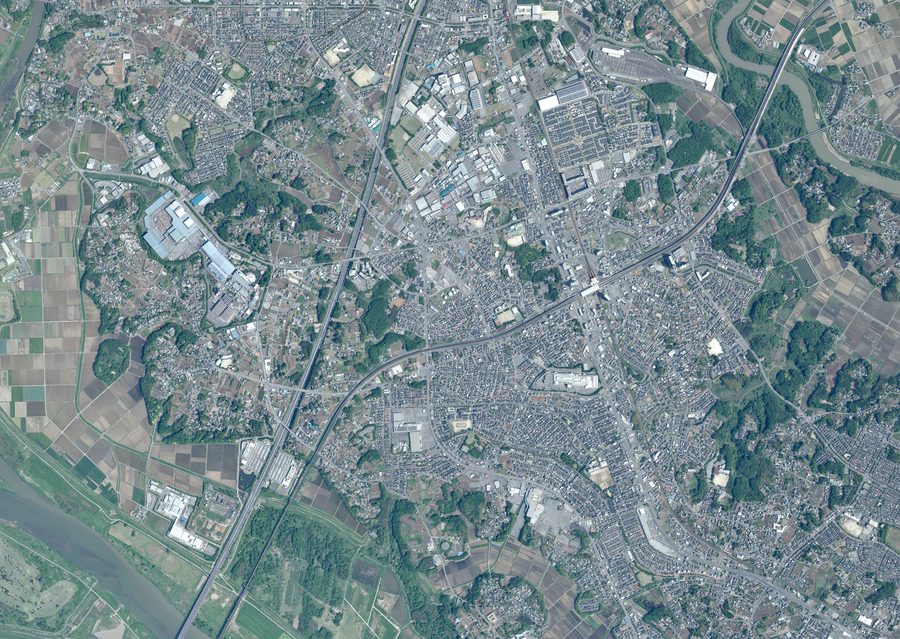 守谷市中心部の空撮