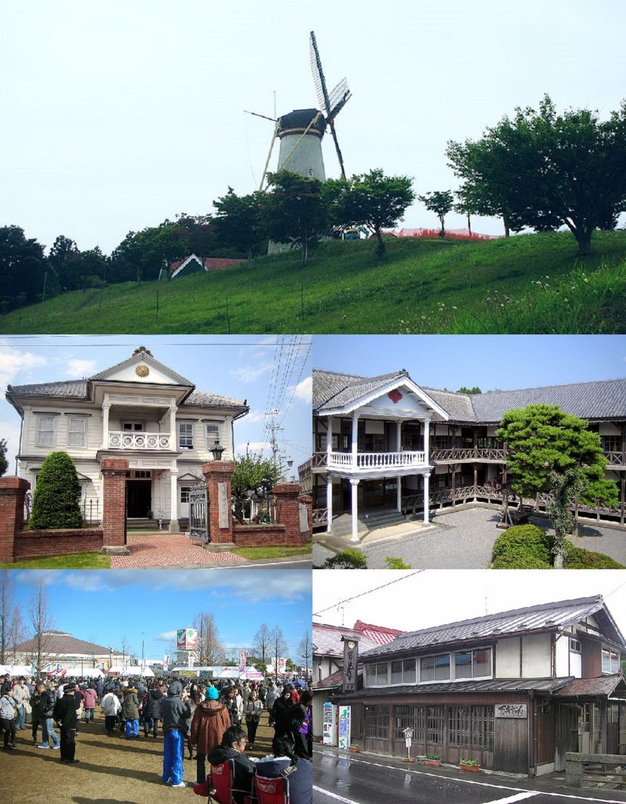登米市の街並みモンタージュ