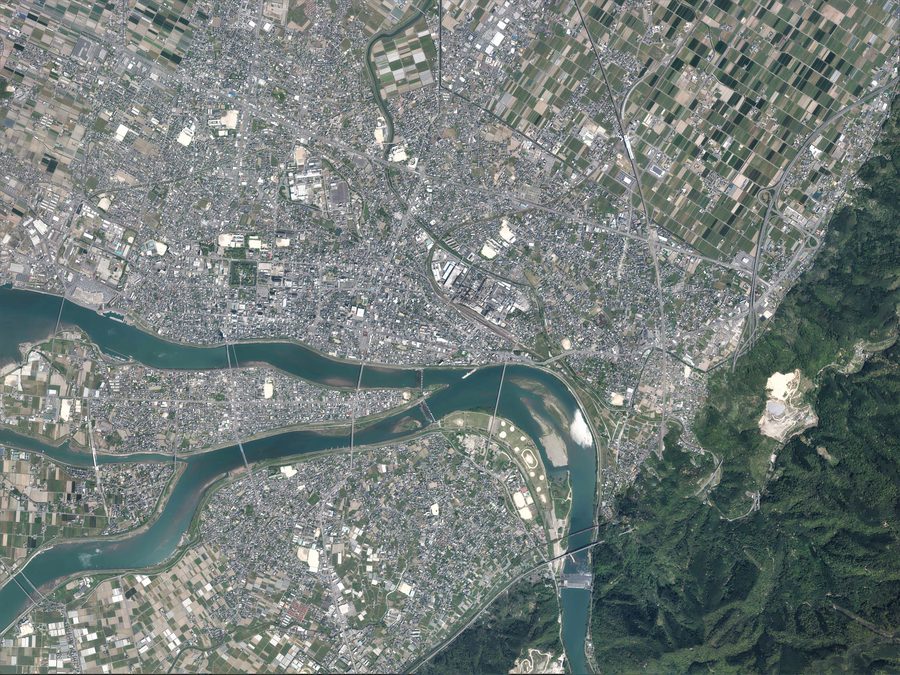 八代市街地の空撮